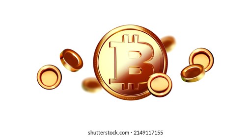Bitcoin. Crypto concept. E-money exchange. Flying coins.