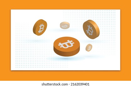 Banner 3d de moneda de criptografía de Bitcoin. Banner de concepto de plantilla de criptodivisa BTC, fondo, fondo de pantalla.