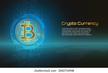 Bitcoin and crypto currency background or banner of modern electronic money exchange
