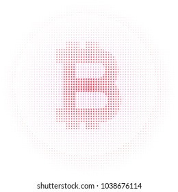 Bitcoin crypto currency block chain flat symbol isolated on halftone background. Bitcoin abstract dotted sign for web design. Bitcoin logo with dots.Virtual money. Vector illustration