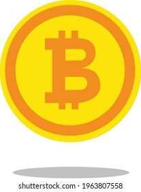 Bitcoin Crypto currency blockchain. Bitcoin sticker for web design. Bitcoin symbol in flat design. Vector image