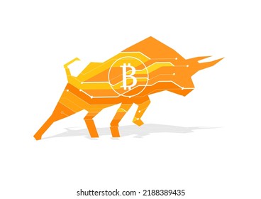 Bitcoin crypto currency bullish market, Bull with digital electronic graphic for new technology blockchain currency.