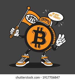 Bitcoin Crypto Currency Character Design Mascot