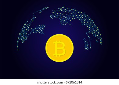 Bitcoin crypto currency coin vector illustration
