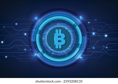 Bitcoin crypto currency digital technology on circuit board background