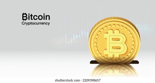Bitcoin Crypto currency Gold BTC on white background Blockchain technology