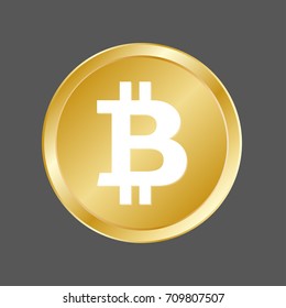 Bitcoin. Crypto currency golden bit coin. Cryptocurrency emblem. Web and Internet money icon. Vector illustration.