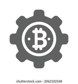 Bitcoin, icono de moneda cripto. Gráficos vectoriales grises.