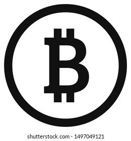 Bitcoin Crypto currency, icon, payment symbol, coin logo. virtual electronic, internet money. black emblem isolated on white. Cryptocurrency e-commerce concept vector sign.