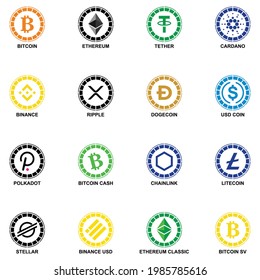 bitcoin, crypto currency icon set vector sign symbol