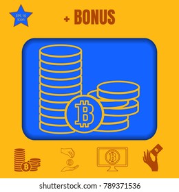 Bitcoin crypto currency line vector icon, cryptomoney. Flat design style