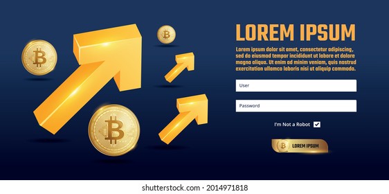 bitcoin crypto currency login page input landing form vector design template