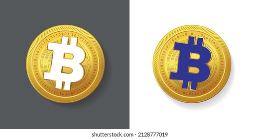Bitcoin crypto currency logo, BTC coin logo on gold coins . isolated background of technology coin bitcoin logo in blue and white background. svg