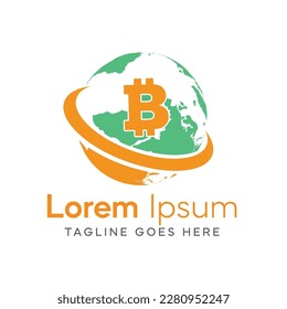 Vector de plantilla de diseño de logotipo de moneda de bitcoin y criptografía
