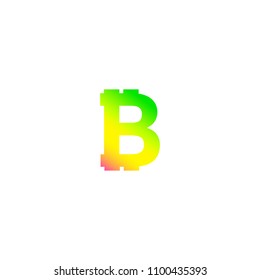 Bitcoin crypto currency logo icon isolated on white background, with btc logo sign, gradient multicolored colour, vector illustration