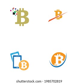 Bitcoin Crypto Currency Logo Set Illustration Design Template