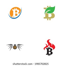 Bitcoin crypto currency logo set illustration design template