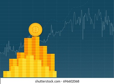 Bitcoin crypto currency stick graph chart of stock market investment trading, Bullish point, Bearish point. trend of graph vector design