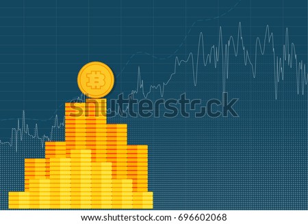 Bitcoin crypto currency stick graph chart of stock market investment trading, Bullish point, Bearish point. trend of graph vector design