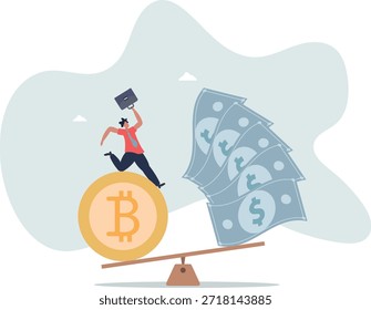 Bitcoin y criptomoneda almacenan valor en comparación con el dinero fiduciario en dólares, la vida y el empleo de las personas.