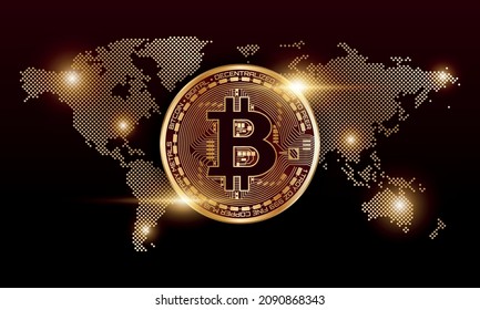 Bitcoin Crypto Currency. Technical Graph of Bitcoin in Futuristic Concept