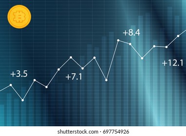 Bitcoin crypto currency trade index. Stock market investment trading. Diagram with trend points