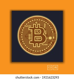 Bitcoin or crypto currency vector design. with gold color and degredation looks like real. suitable for business background marketing ornament or design complement. used in the financial sector or sto