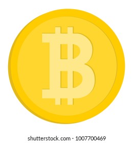 Bitcoin crypto currency vector illustration flat icon isolated on white background. 