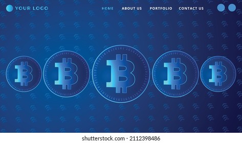 Bitcoin crypto currency website página de aterrizaje interfaz de usuario diseño tecnología vectorial fondo