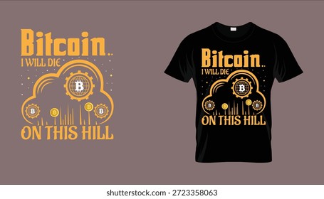 Bitcoin cripto moneda digital y Diseño gráfico de minería para impresión de camiseta