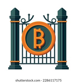 Bitcoin crypto gate vector concept design