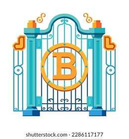 Ilustración vectorial cripto de bitcoin para la ilustración project.Concept. Vintage con moneda de banco