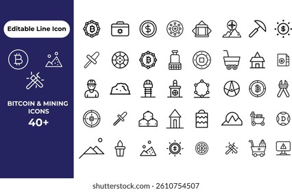  Bitcoin  Crypto Mining Icons Set 