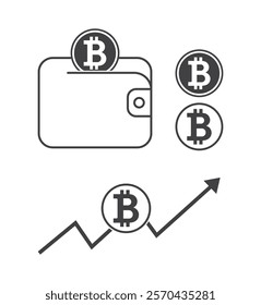 bitcoin crypto money with wallet icon set