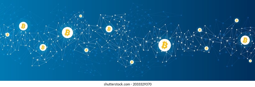 Bitcoin cryptocurrency. Abstract wireframe low poly mesh background. Vector illustration.