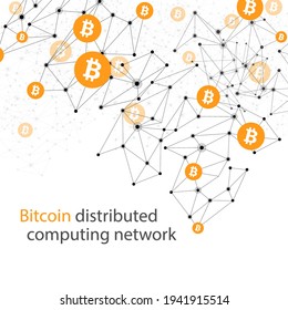 Bitcoin cryptocurrency. Abstract wireframe mesh background. Vector illustration.