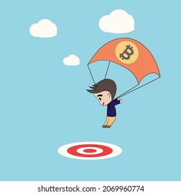 Bitcoin Cryptocurrency air drop Concepto