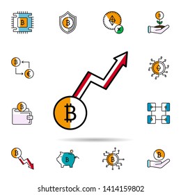 bitcoin, cryptocurrency, arrow, up icon. Universal set of cryptocurrency for website design and development, app development