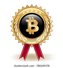 Bitcoin Cryptocurrency Award Badge Sign