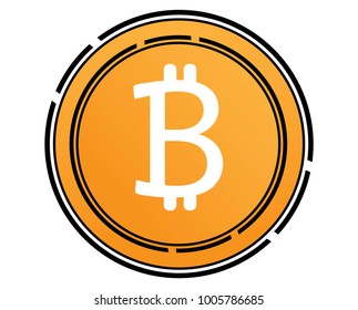 Bitcoin cryptocurrency blockchain flat logo Block chain bitcoin sticker logo for web or print.