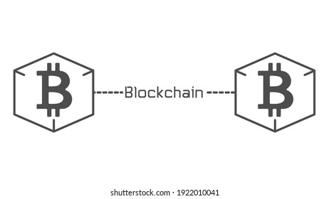 Bitcoin cryptocurrency blockchain icon. Isolated on white.