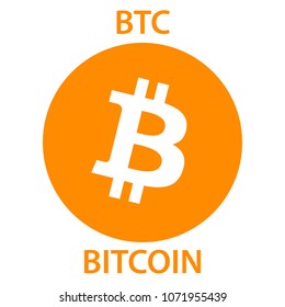 Bitcoin cryptocurrency blockchain icon. Virtual electronic, internet money or cryptocoin symbol, logo