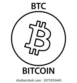 Bitcoin cryptocurrency blockchain icon. Virtual electronic, internet money or cryptocoin symbol, logo