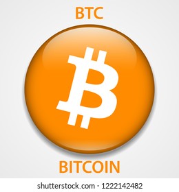 Bitcoin cryptocurrency blockchain icon. Virtual electronic, internet money or cryptocoin symbol, logo