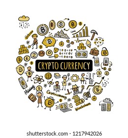 Bitcoin, cryptocurrency and blockchain technology, frame for your design