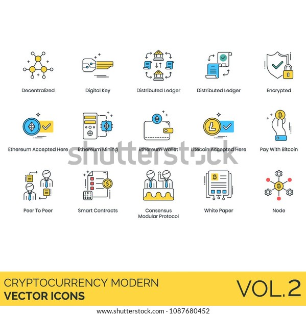 Bitcoin Cryptocurrency Blockchain Vector Icon Set Stock Vector - 