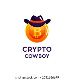 Bitcoin cryptocurrency coin, icon of virtual currency. Crypto currency golden coin bitcoin symbol. Bitcoin Cowboy. Crypto logo