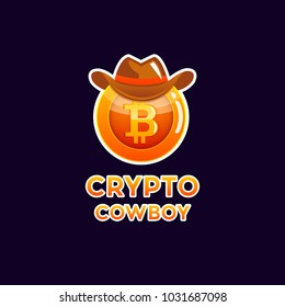 Bitcoin cryptocurrency coin, icon of virtual currency. Crypto currency golden coin bitcoin symbol. Bitcoin Cowboy. Crypto logo
