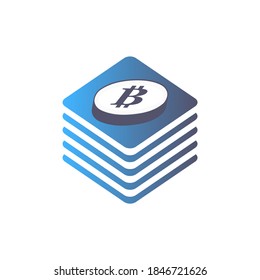 Bitcoin cryptocurrency coin. Money icon in isometric style. Business concept, finance and Internet online payment system. Vector illustration sign on white background.