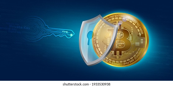 Bitcoin Cryptocurrency Coin Private Key Lock. EPS file.